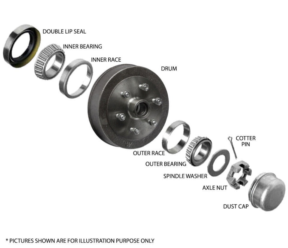 Pair 10 inch Hub Drums Suits Landcruiser 6 Stud with Parallel Bearings Trailer Boat