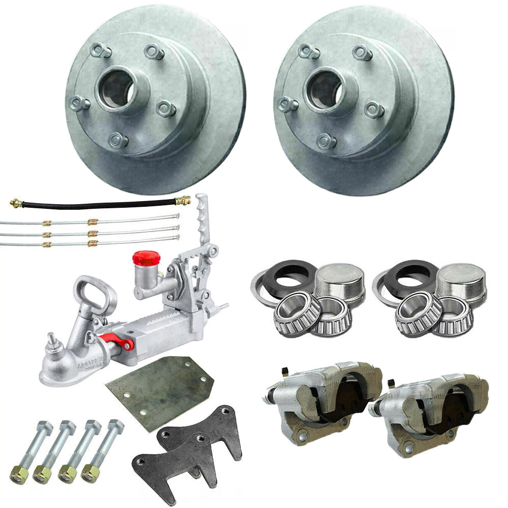 10 inch Galvanised 5 Stud Boat Trailer Hydraulic Disc Brake & Coupling Kit. Caravan