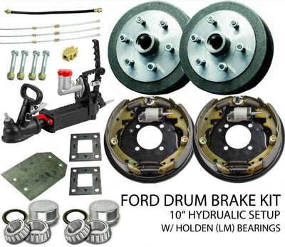 10 inch Hydraulic 5 Stud Drum Suit Ford Trailer Brake Kit Coupling & Fitting Kit Caravan