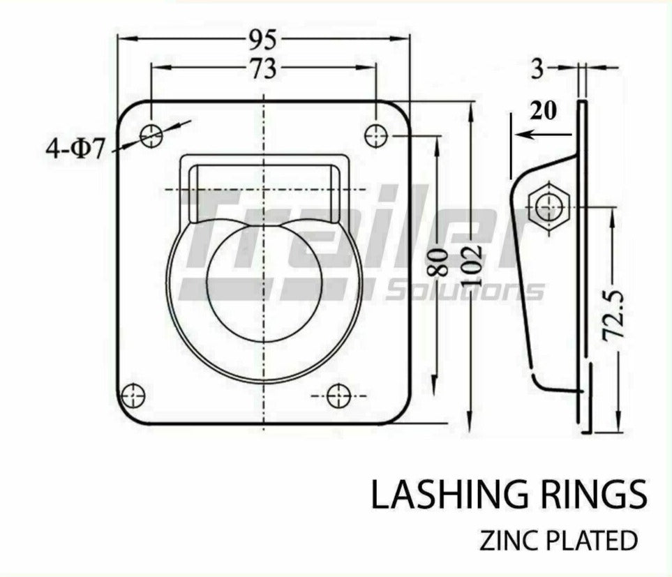 Heavy Duty Lashing Ring Tie Down Anchor Point Flush W/ Backing Plate Trailer