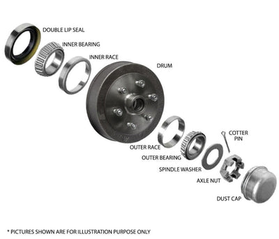 Pair 10 inch Hub Drum Suits Landcruiser 6 Stud | LM Bearings | Suit Electric Hydraulic Trailer