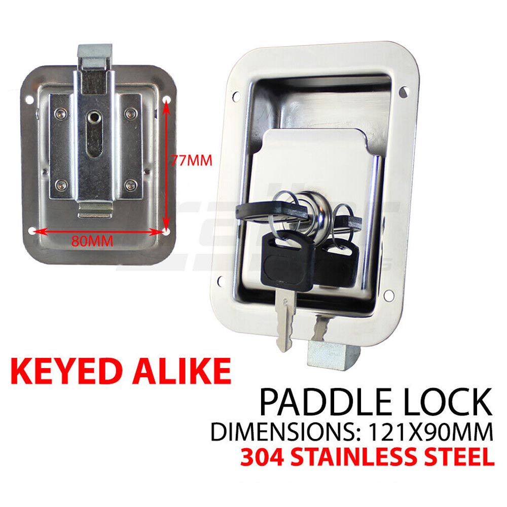 Stainless Steel Paddle Door Lock Latch Handle Truck Tool Box Trailer With Key