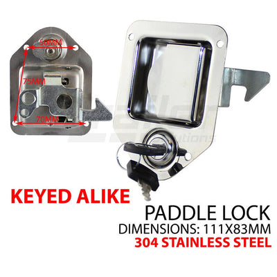 Stainless Steel Paddle Lock, 111mmx83mm Latch Handle Toolbox Caravan Trailer