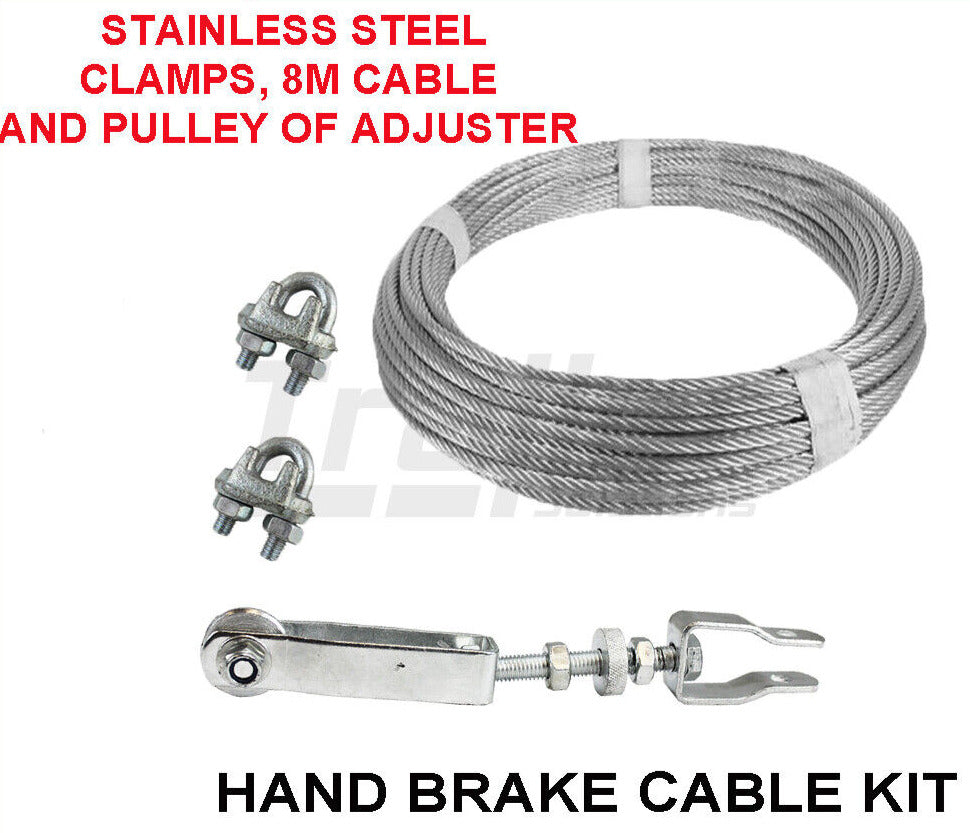 Hand Brake Rear Stay Wire Trailer Hand Brake Cable Kit 8M W/ Cable Adjuster And Wire Grips Stain ...