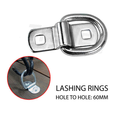 Lashing D Ring Zinc Plated Tie Down Points Trailer Centre Hole To Hole 60mm