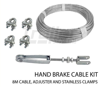 Hand Brake Cable Kit- 8M Pvc Cable / Adjuster / Clamps , Caravan Boat Trailer