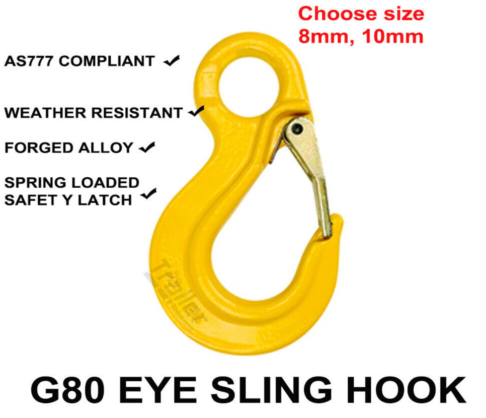 G80 Alloy Hoist Hook Safety Catch Eye Sling Lifting Chain Connector Wire Rope