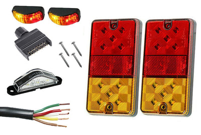 2 X 10 Led Trailer Lights Kit, Trailer Plug, Cable, Side Marker, No. Plate Light