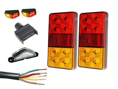 2 X 10 Led Trailer Lights Kit, Trailer Plug, Cable, Side Marker, No. Plate Light