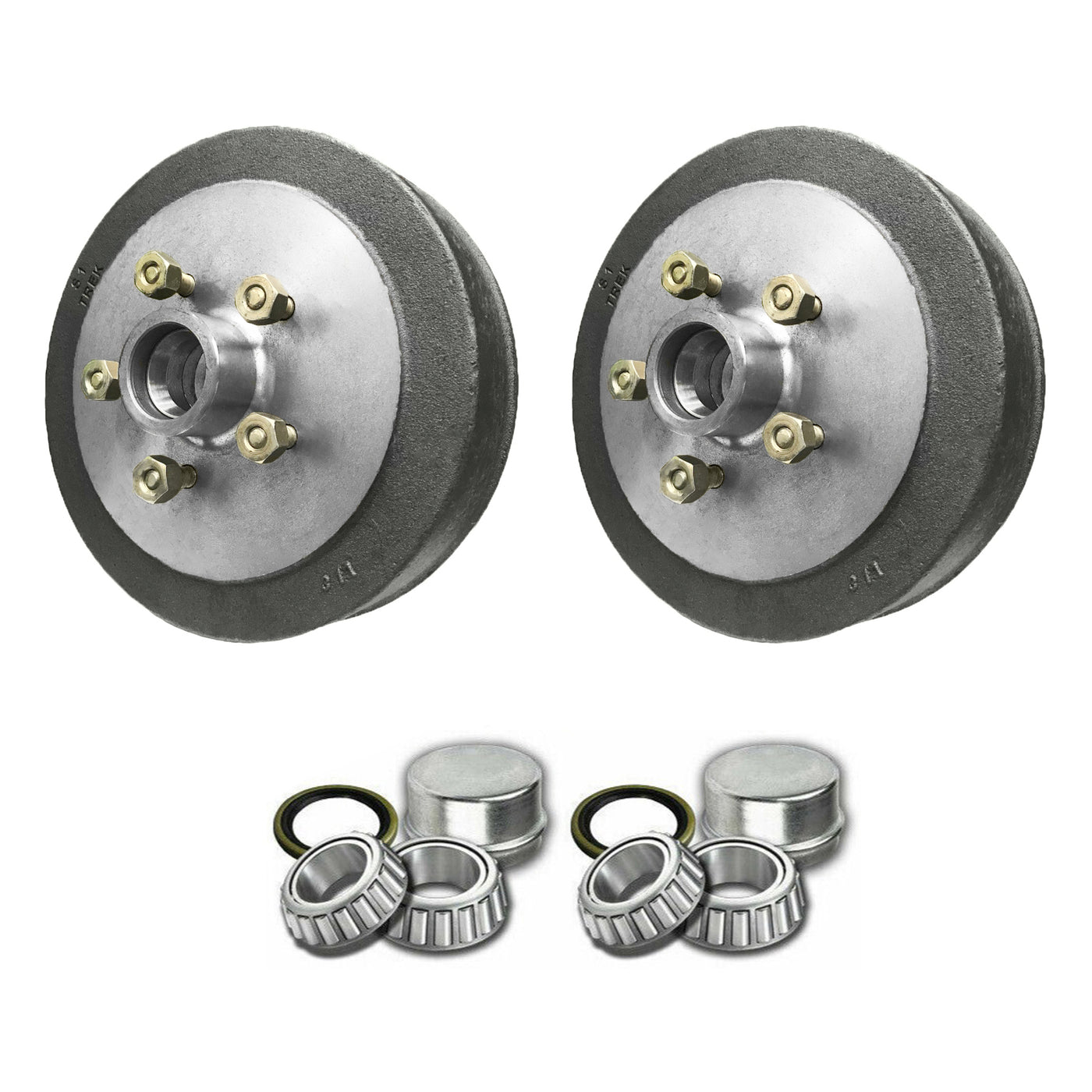 Pair Trailer 10 inch Hub Drums & LM Bearings Suit Electric Hydraulic Setup Suits HT Holden