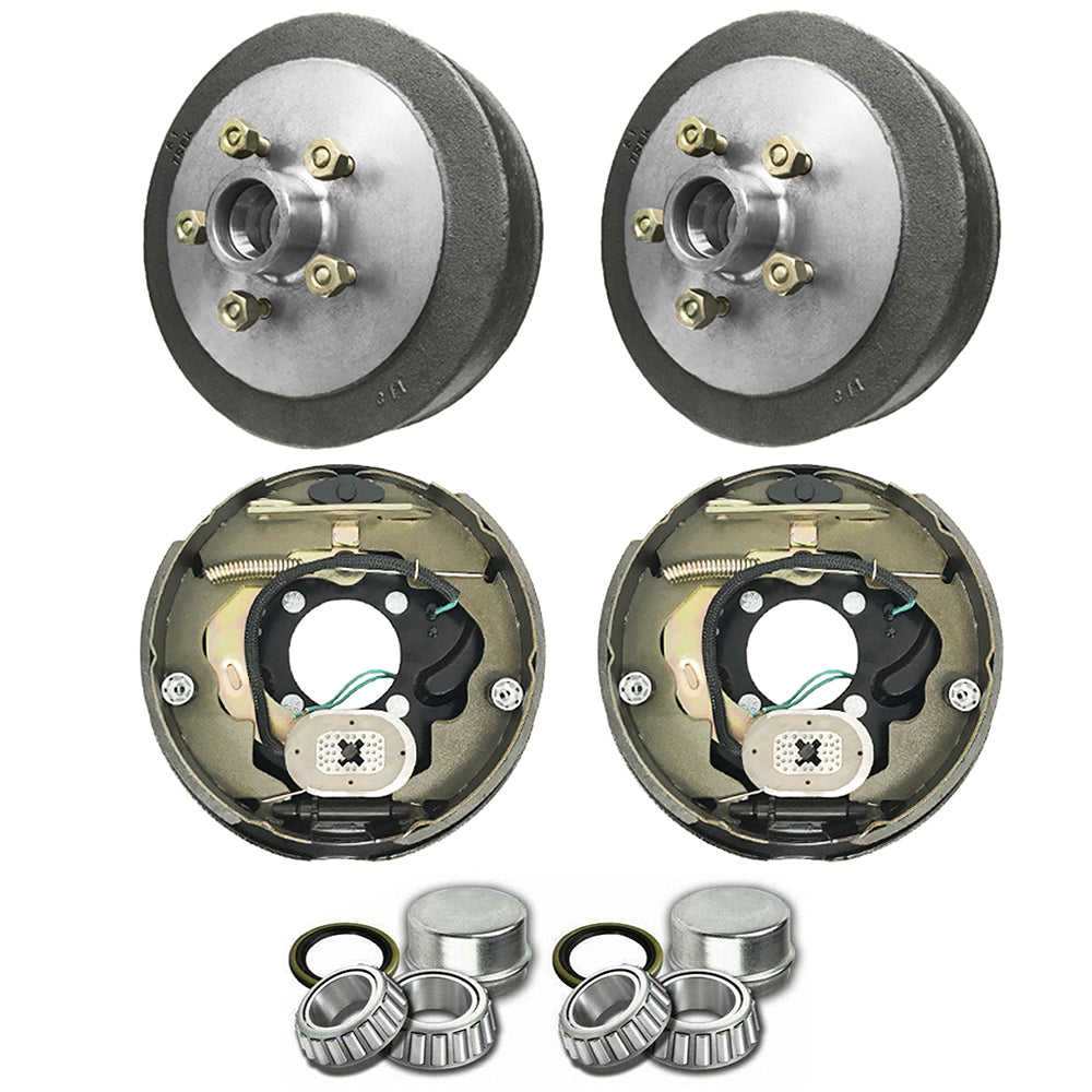 Pair 10 inch Electric Brake Kit With Trailer Hub Drum With LM Bearing Suits 5 Stud HT Holden
