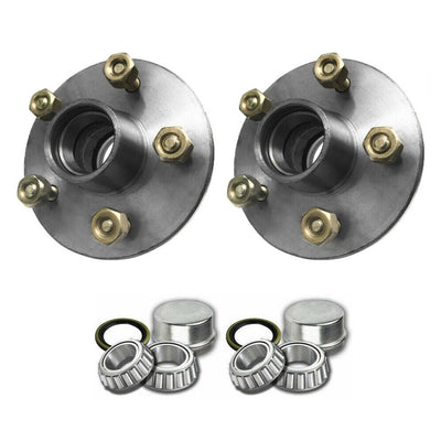 Pair Trailer Lazy Hubs With LM Bearings Seals Kit SG Casting Suits 5 Stud HQ Holden