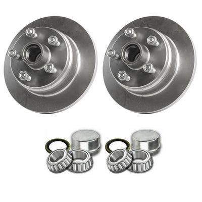 Pair Trailer 10" Disc Hubs Kit Black Natural Rotor With LM Bearings For Ford