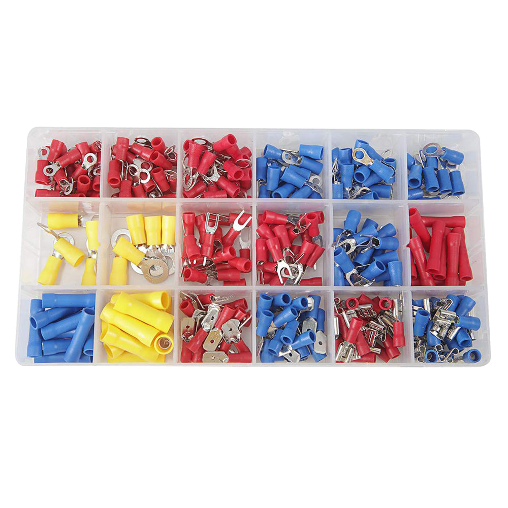 180Pcs Assorted Insulated Electrical Wire Terminal Crimp Spade Connector Kit Box