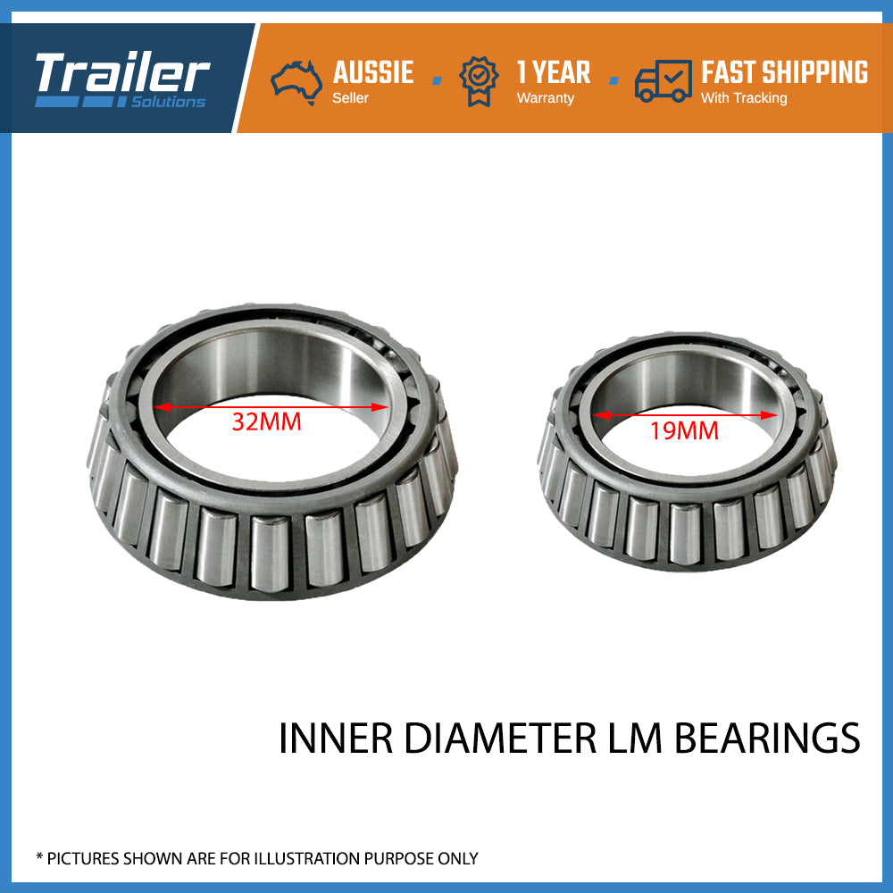 Pair 10 inch Trailer Natural Black Disc Hubs With LM Bearings Suits HQ Holden