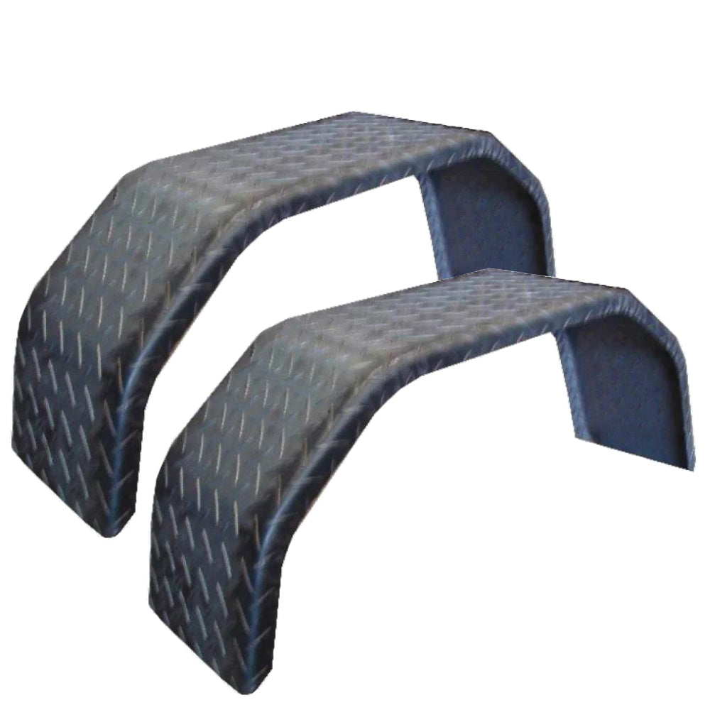 Trailer Steel Mudguard Check Plate Pair 4 Fold 9 inch Wide For 13 inch/14 inch Wheel Guards