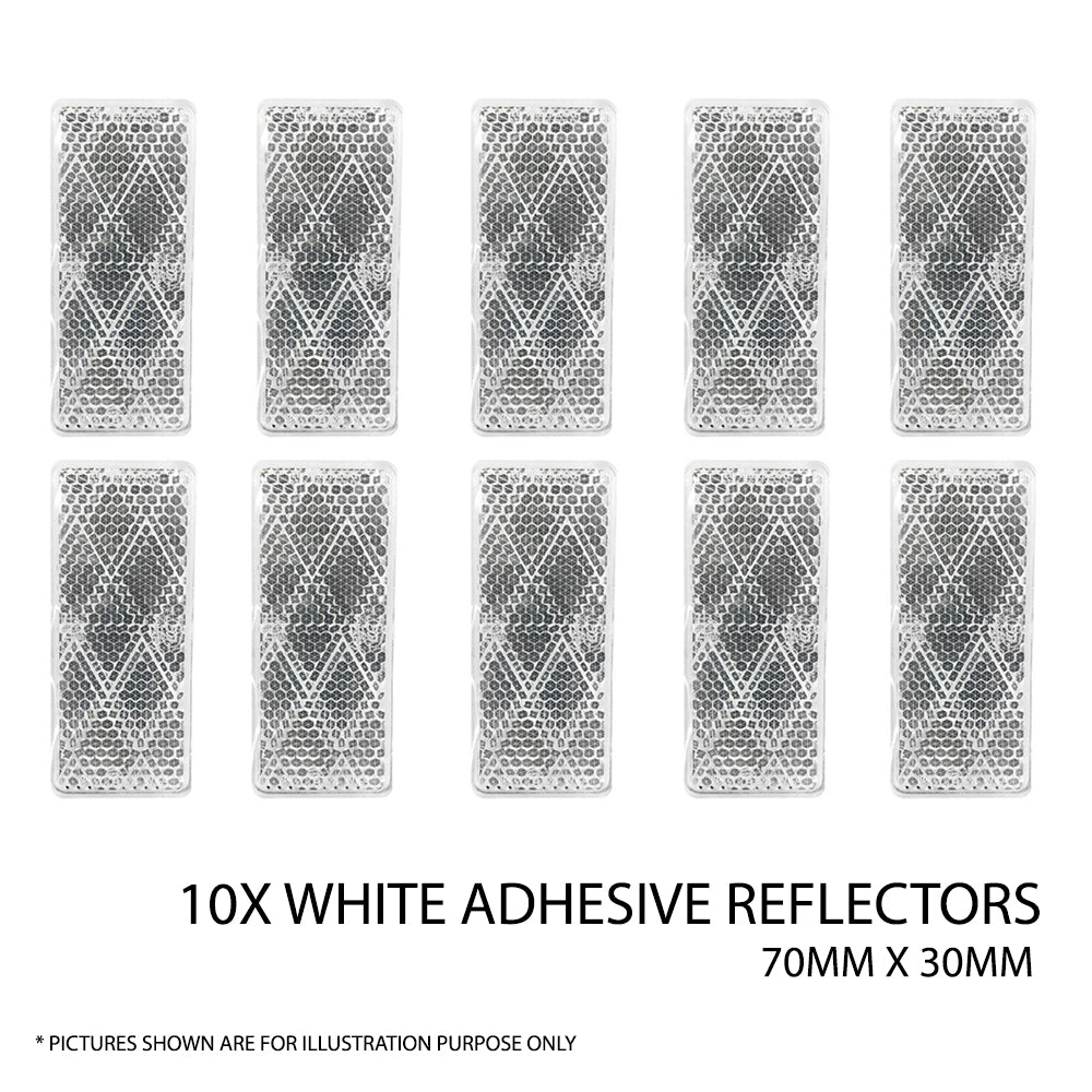 10X White Reflector Self Adhesive Trailer Caravan Light Truck Stick