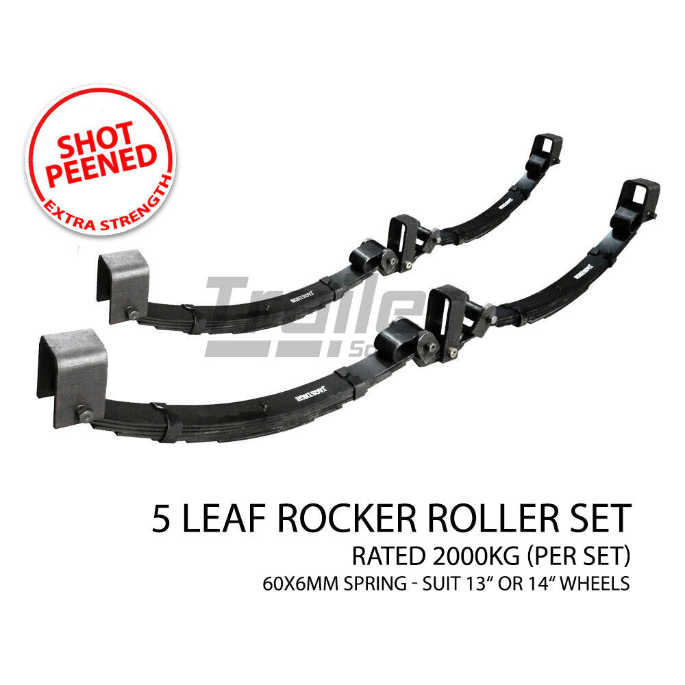 Trailer Spring Rocker Boxes 5 Leaf 2000Kg Rocker Roller Tandem Trailer Spring Set Caravan Horse Fl ...
