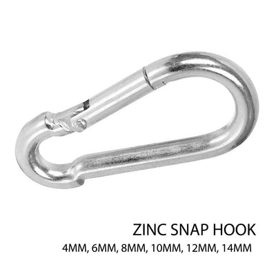 Zinc Snap Hook Clip Camping Climbing Lock Carabiner 4 6 8 10 12 14 mm