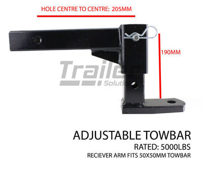 Adjustable Towbar Height Drop 50mm Tow Ball Towbar Drop Mount Tongue Trailer
