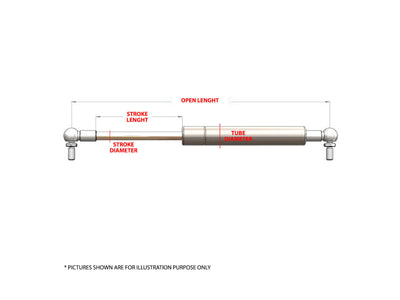 Gas Strut 195mm-100N X2 (6mm Shaft) Caravans, Trailers, Canopy, Toolboxes Struts