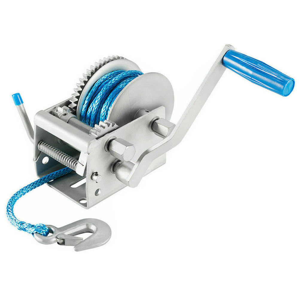 2000Kg/4410Lbs Boat Hand Winch 15:1 Car Boat Trailer 4Wd 3 Gear Synthetic Rope