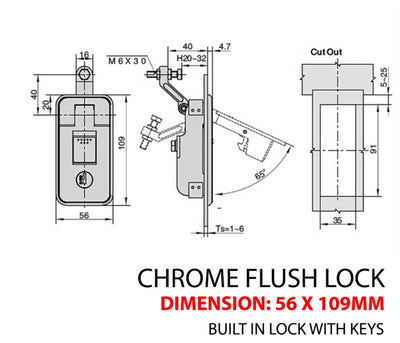 Large Chrome Compression Lock, Push Latch, Tool Box, Canopy Pop Up Rv Trailer