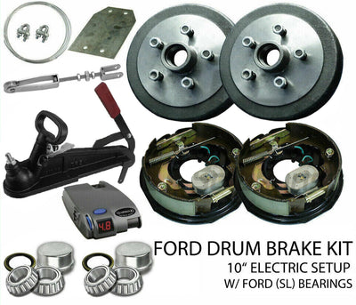 10 inch Trailer Electric Brake Drums 5 stud with SL Bearings & IQ controller Coupling For Ford