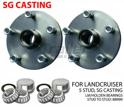 Pair Trailer Lazy Hubs Kit With LM Bearing Suits 5 Stud Landcruiser