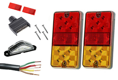 2 X 10 Led Trailer Lights Kit, Trailer Plug, Cable, Reflectors, No. Plate Light