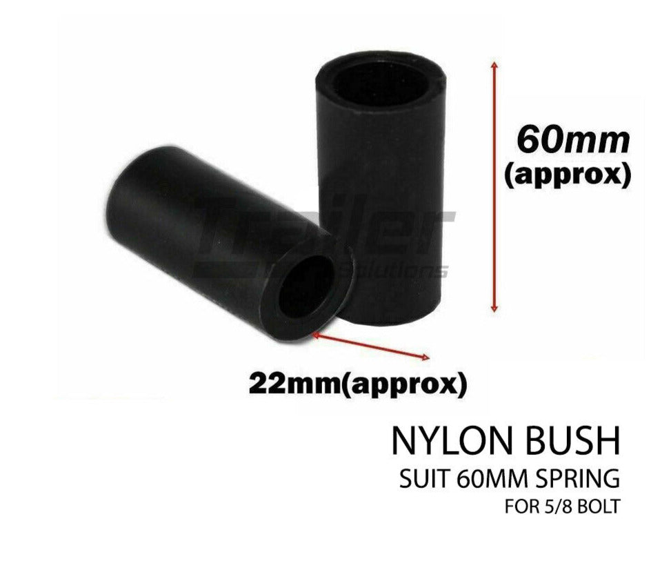 Pair Nylon Spring Bushes 60mm X 2 Bush 5/8 Hole For Trailer Suspension