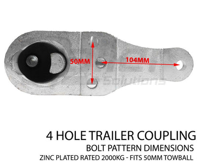 Trailer Hitch Quick Release Multi Coupling 2/3 Hole Gal 50mm 2000Kg Adr Appro