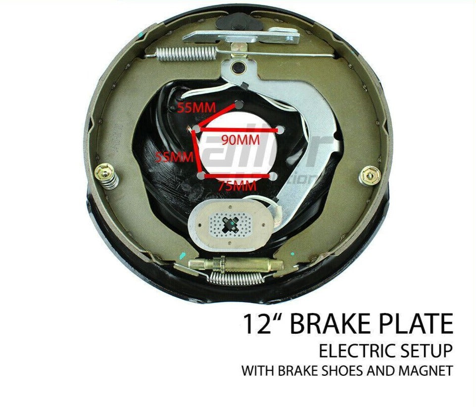12 inch Trailer Drum Hub Electric Brake Backing Plate Electrical Shoe Magnet Set