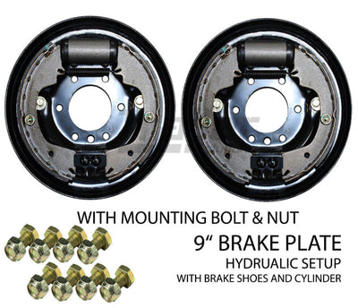2 X 9 inch Hydraulic Brake Backing Plate Hub Drum Brake Shoes Trailer Caravan Horse