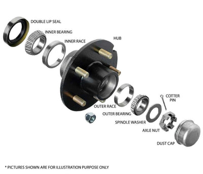 2 X Trailer Hubs Gemini Hub 4 Stud Wheel Parts With LM Bearings Kit SG Cast