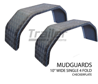 Trailer Steel Mudguard Check Plate Pair 4 Fold 10 inch Wide For 15 inch Wheel Boat Guard