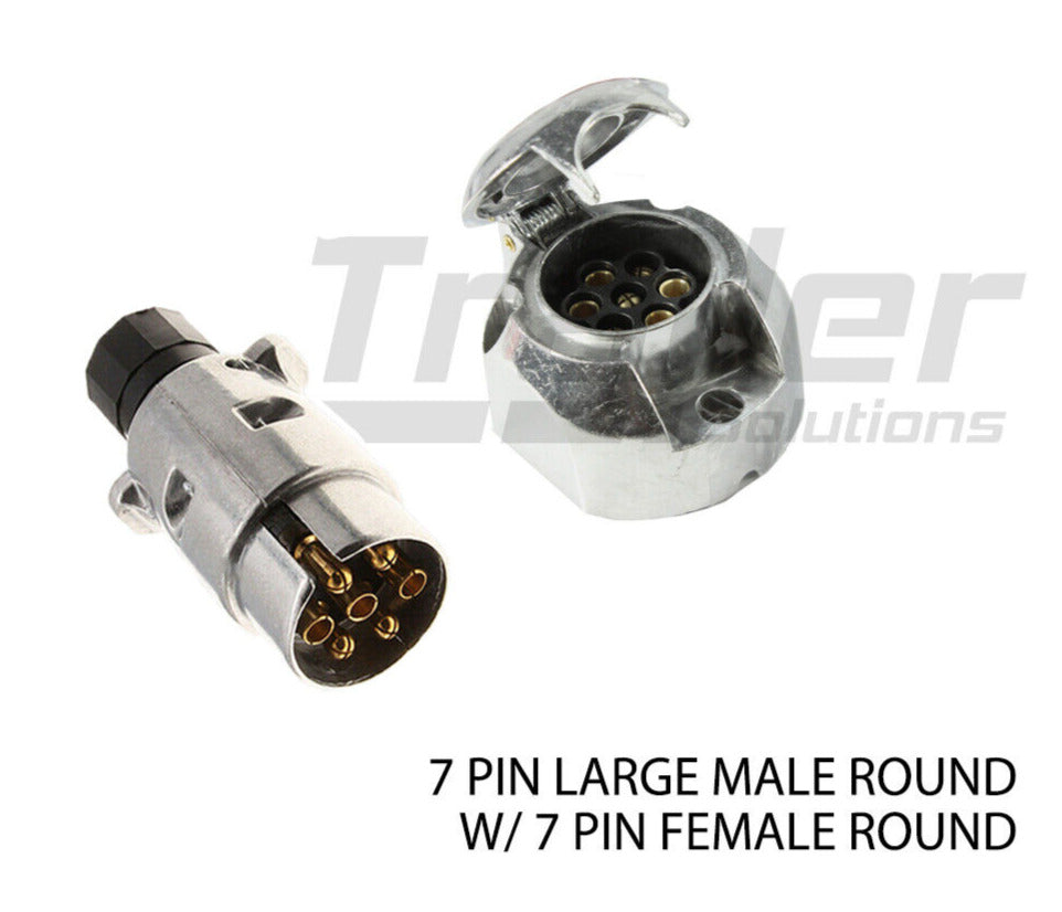 7 Pin Male + Female Round Trailer Plug Large Adapter Connector Caravan Boat Part
