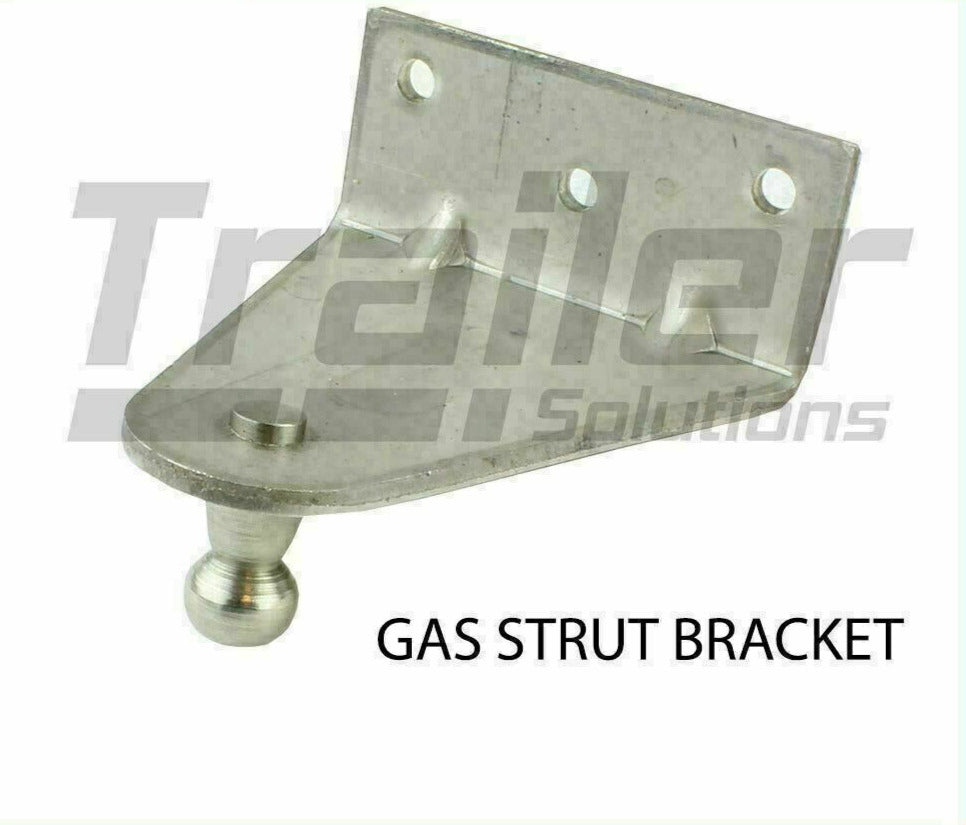 Gas Strut Bracket Right Angle 3 Hole 10mm Ball. Zinc Finish Bracket