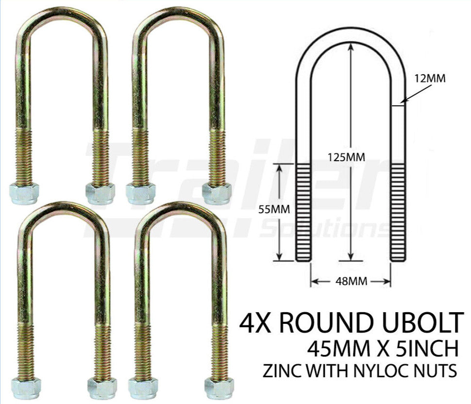 Trailer 45mm Round Axle U Bolt Pad Fish Plate Fitting Front Rear Hanger Spring