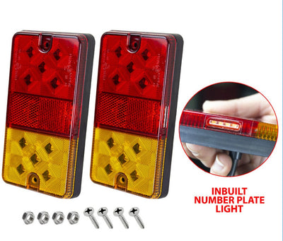 2X Waterproof 10 Led Stop Tail Lights Kit Boat Truck Trailer Lights