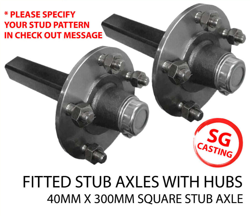2X Trailer 5 Stud Hubs 1000Kg 1T Round 39mm Fitted Stub Axles. Holden Lm Bearing