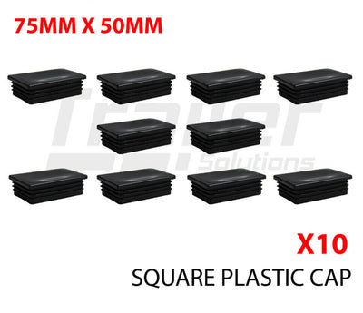 10 Black Plastic End Square Cap Tube Pipe Insert Box Cover Plug Blanking Trailer