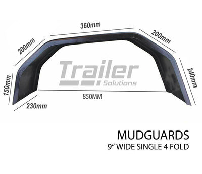 Trailer Steel Mudguard Smooth Pair 4 Fold 9 inch Wide Suit 13 inch/ 14 inch Wheel Guard Boat