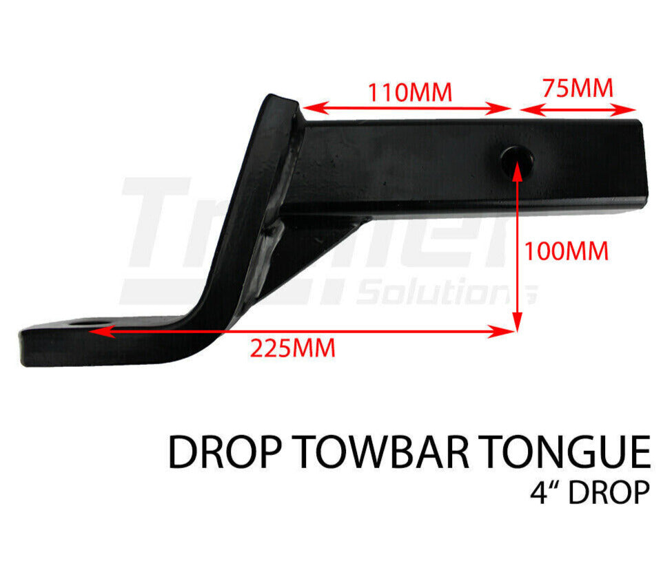 Towbar Tongue Ball Mount Hitch 4 inch Drop Tow Bar Trailer Towball Hitch Pin 5/8 inch