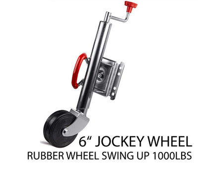 Swing Up 6 inch Solid Rubber Wheel Jockey Wheel Caravan Boat Trailer 455Kg 1000Lbs