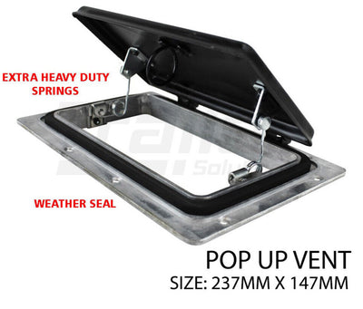 Pop Up Roof Air Vent Black 237X146mm Horse Float Trailer Caravan Rv Canopy