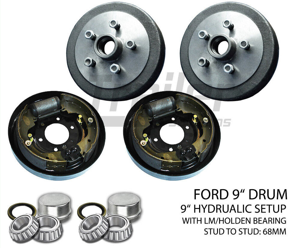 Trailer Brake Backing Plate Hydraulic 9 inch Drums Suits Ford 5 Stud LM Bearings