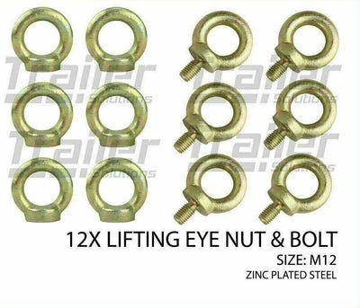 12 X M12 Lifting Eye Nut+ Bolt For Universal Roof Racks Cross Bars Trailer Truck