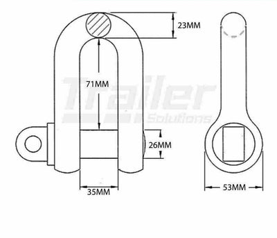 D Shackle 22mm Rated 6.5T Fits Arb,Tjm Winch Snatch Trailer Boat Caravan