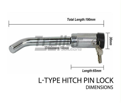 Hitch Pin Lock Security Tow Ball Bar L Type 5/8 Caravan Trailer Parts Anti Theft